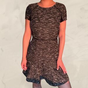 j crew black and white mixed tweed dress panel fit and flare size 0 brand new